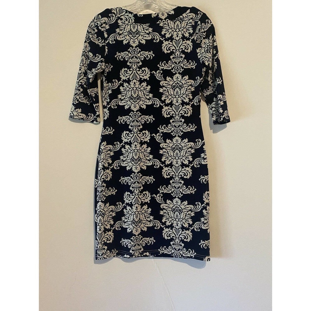 Nico La Blue Bodycon Dress Small Short Sleeve Blue White Floral Pattern - Picture 8 of 10